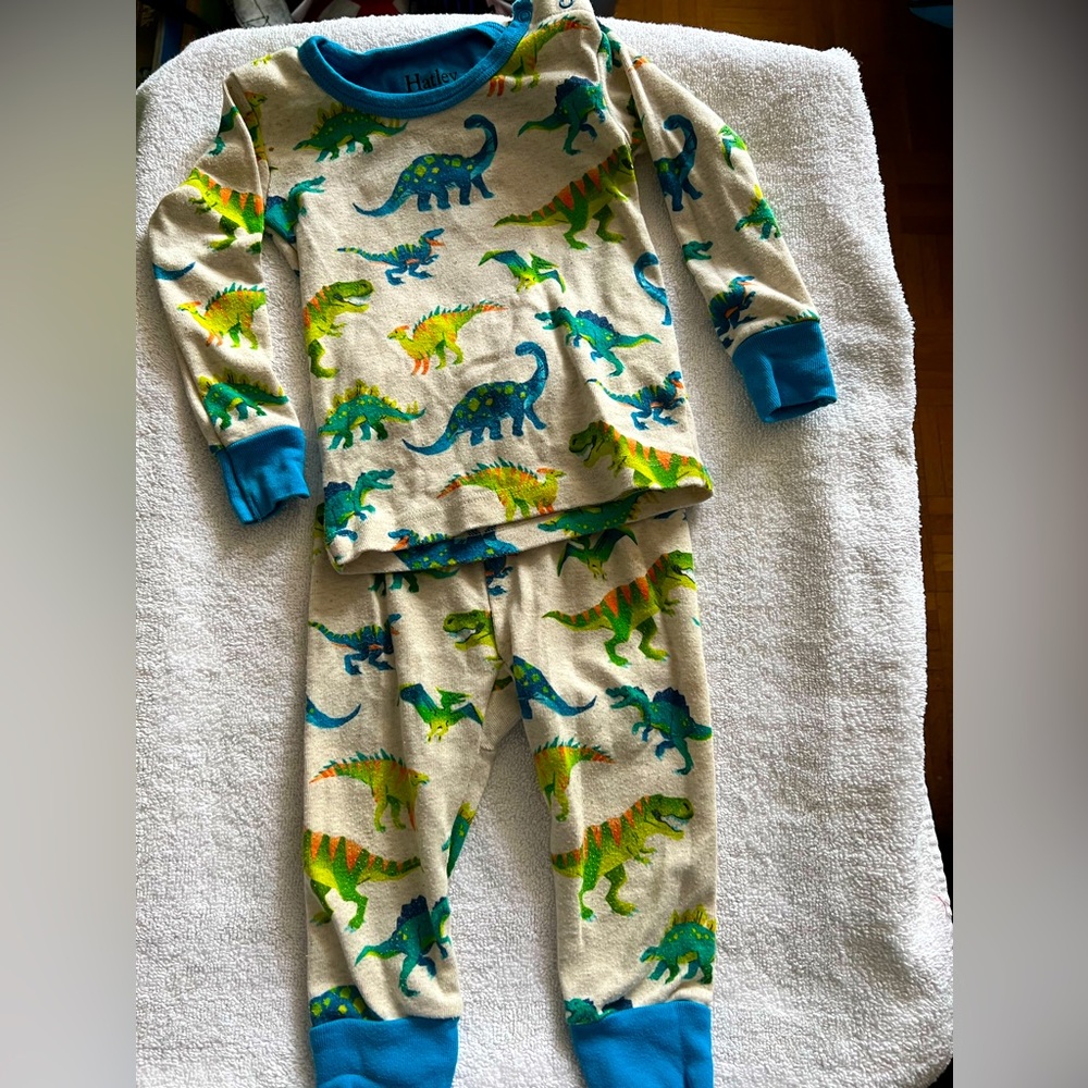 Hartley Dinosaur Print Kids Pajamas - Blue and Green size 12-18 mths